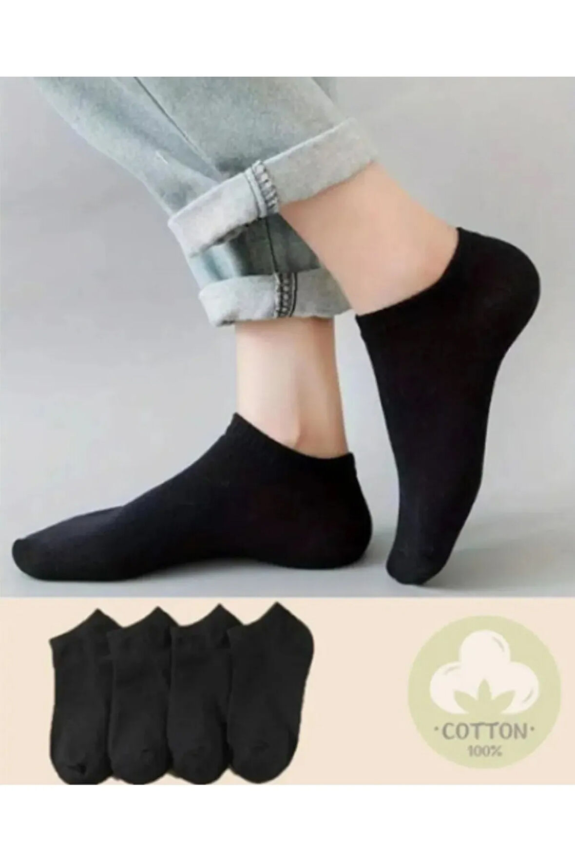 6 Çift Kadın Erkek Unisex Siyah Patik Çorap Bilek Boy 6 Adet