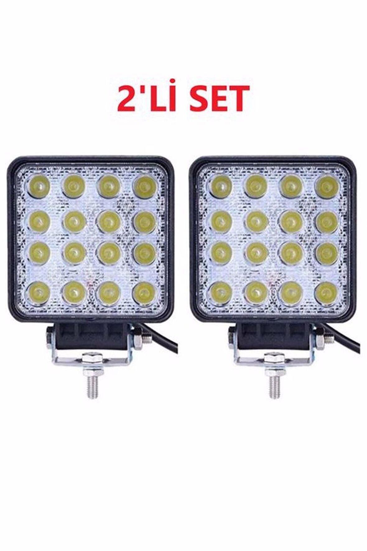 Off Road Sis Farı - Lamba 16 Led Kare Çalışma Lambası 2 Adet