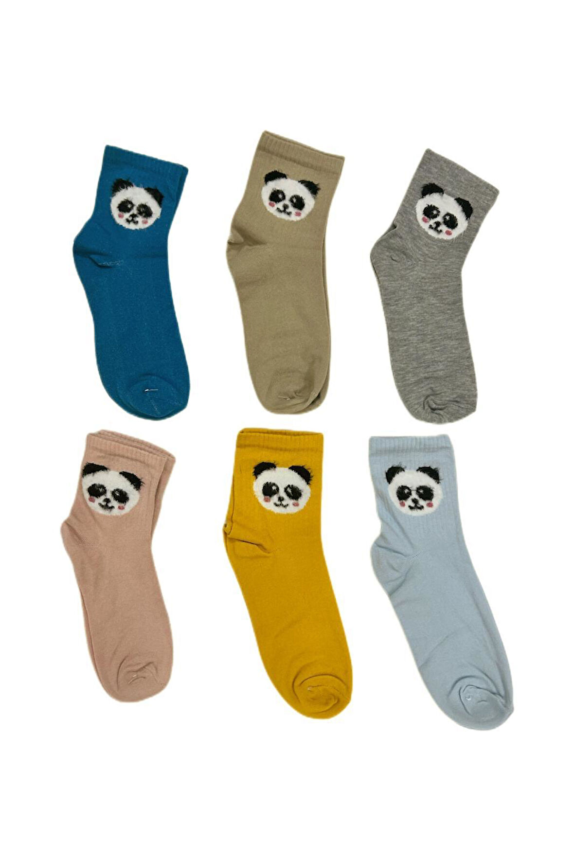 Pijamarket 6 Çift Panda Desenli Penye Kadın Çorap