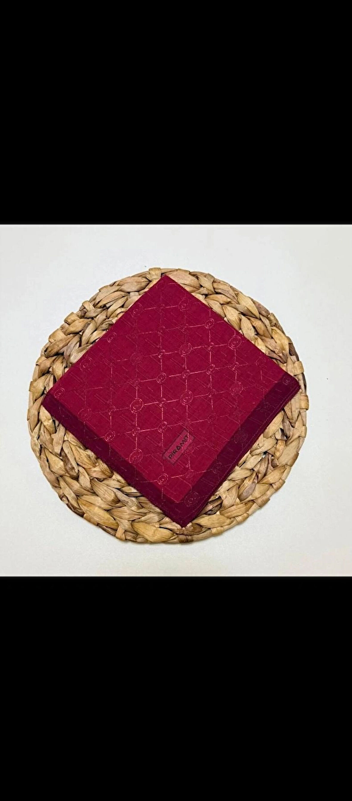 Piramit Floş Monogram eşarp Bordo