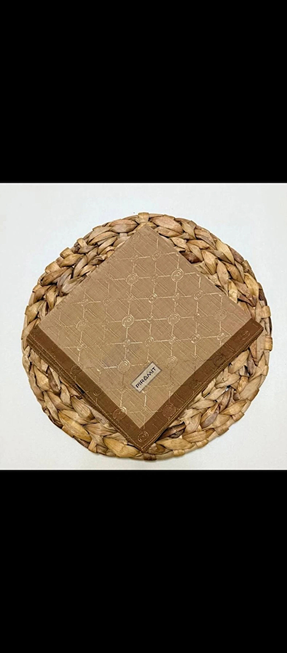 Piramit Floş Monogram eşarp hardal