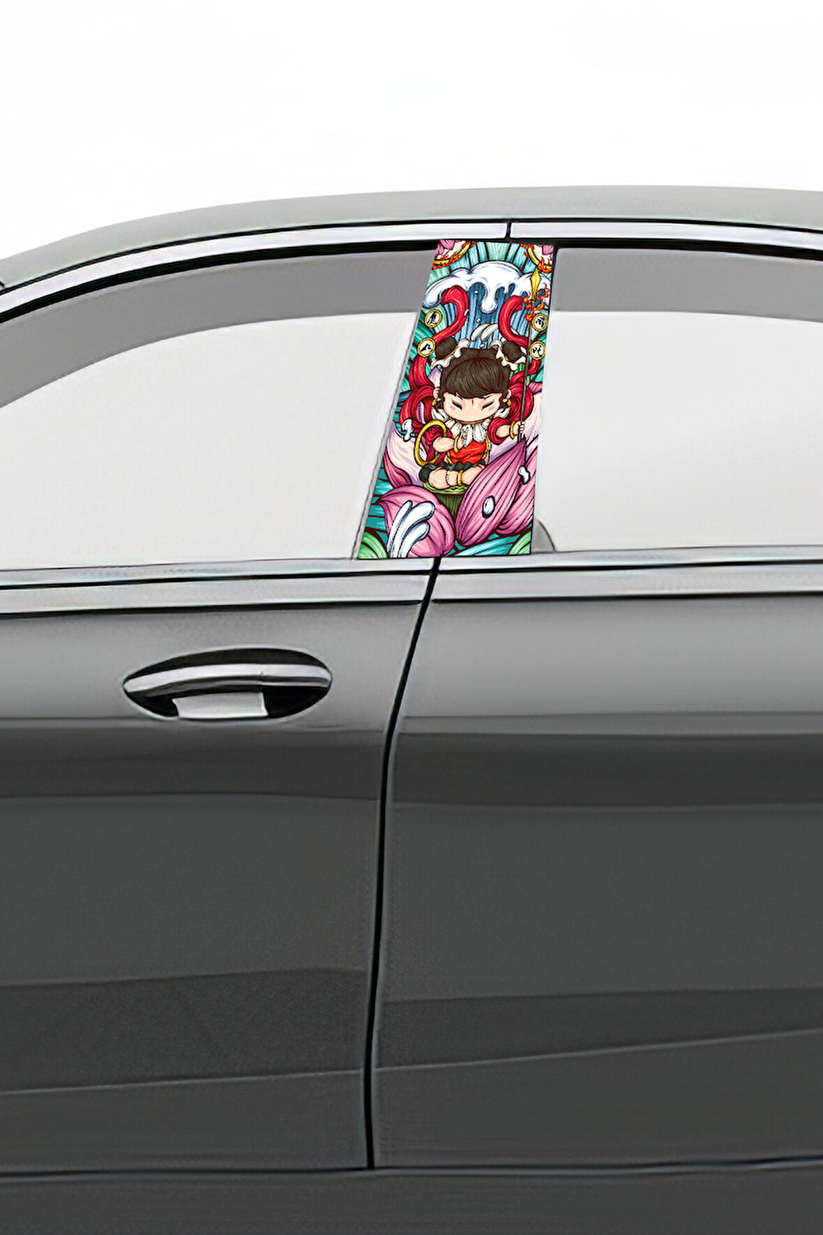 Araç Kapı Direk Kaplama Folyosu Desenli (Sağ Sol Takım) (2 Adet) - 22x50 Cm