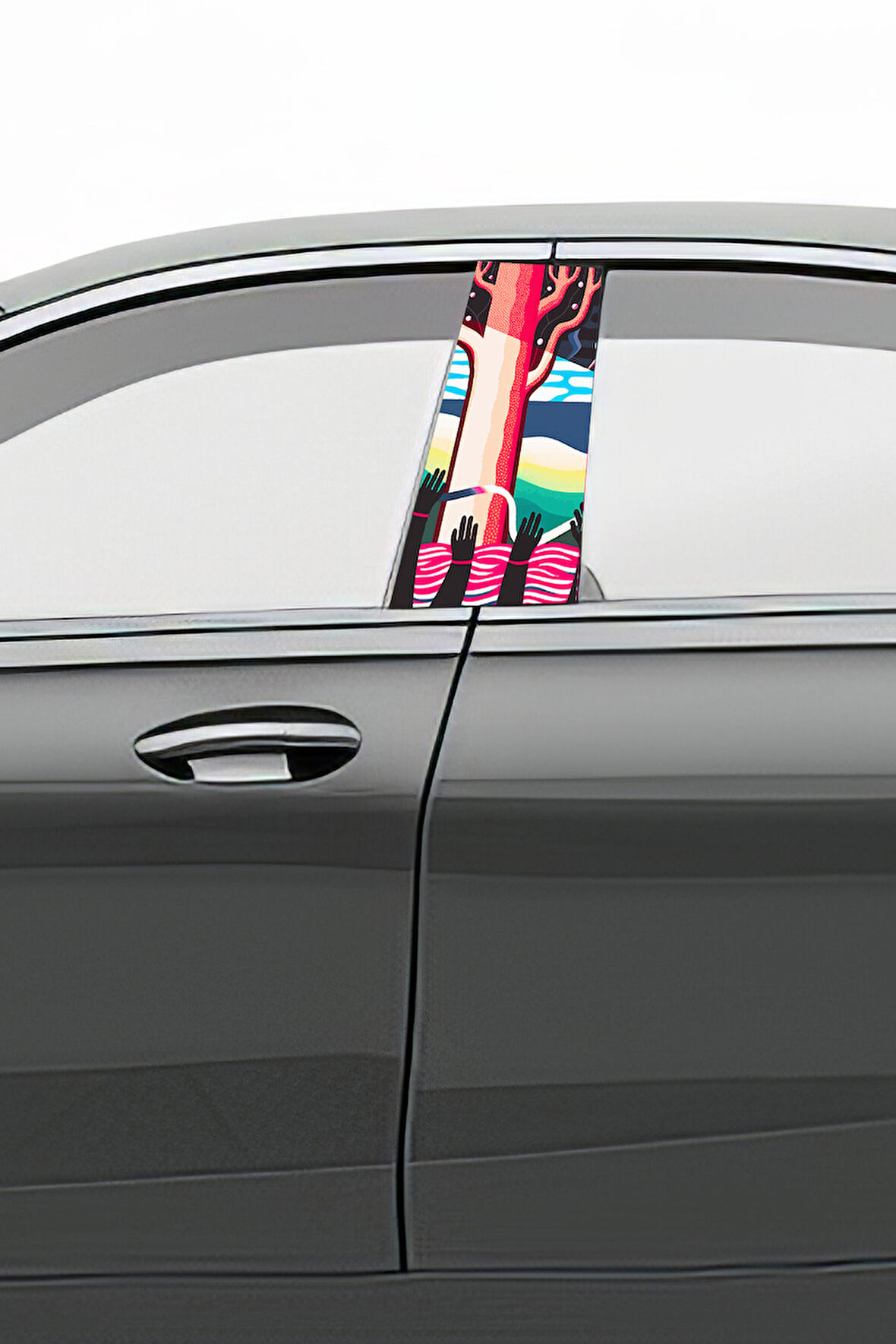 Araç Kapı Direk Kaplama Folyosu Desenli (Sağ Sol Takım) (2 Adet) - 22x50 Cm