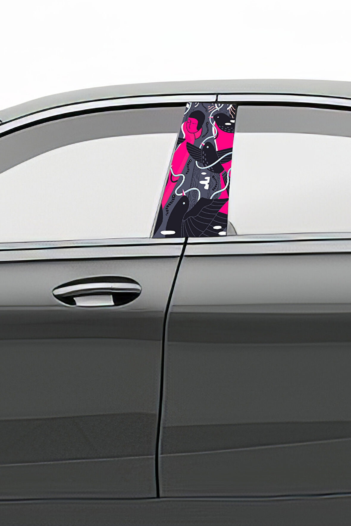 Araç Kapı Direk Kaplama Folyosu Desenli (Sağ Sol Takım) (2 Adet) - 22x50 Cm