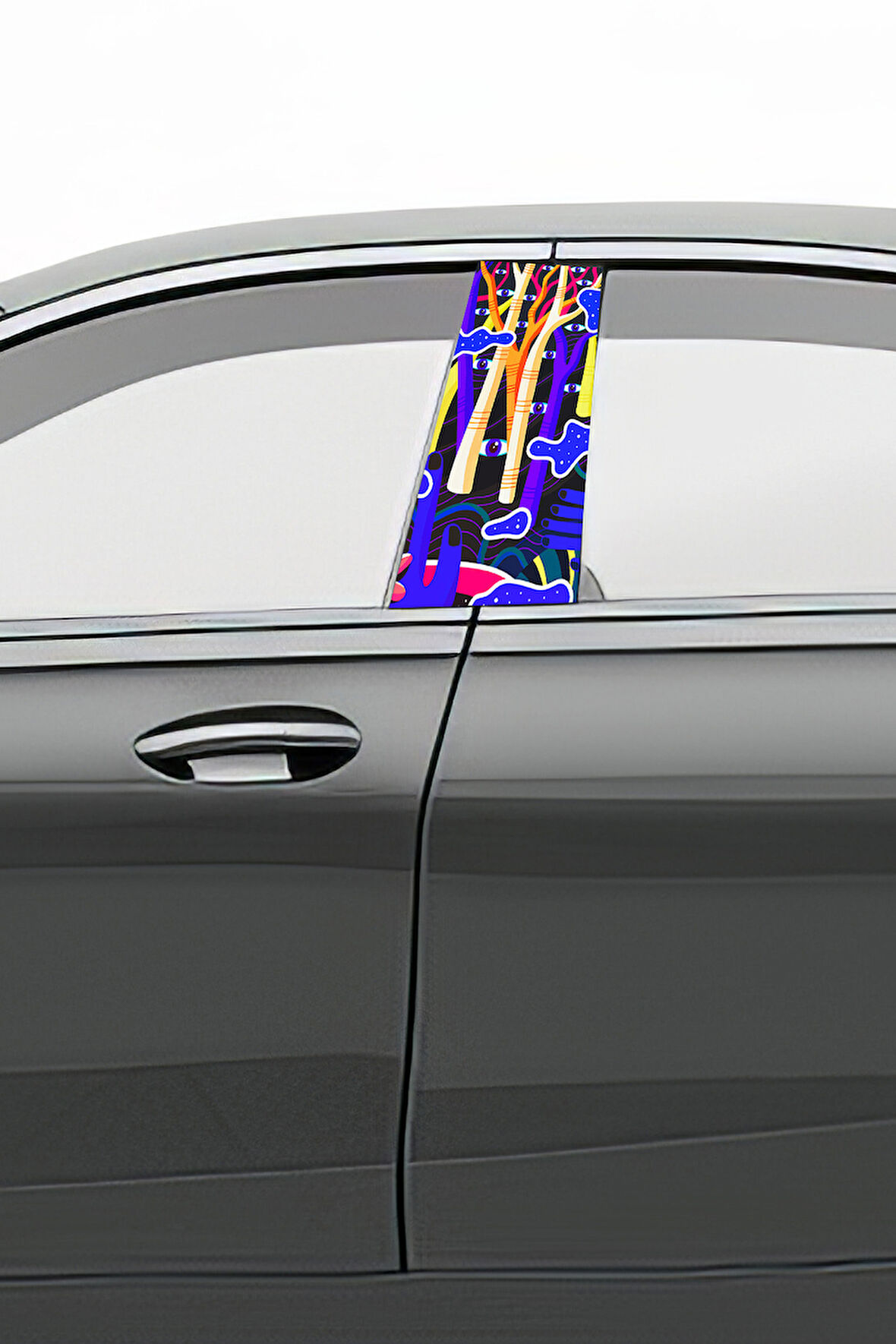 Araç Kapı Direk Kaplama Folyosu Desenli (Sağ Sol Takım) (2 Adet) - 22x50 Cm