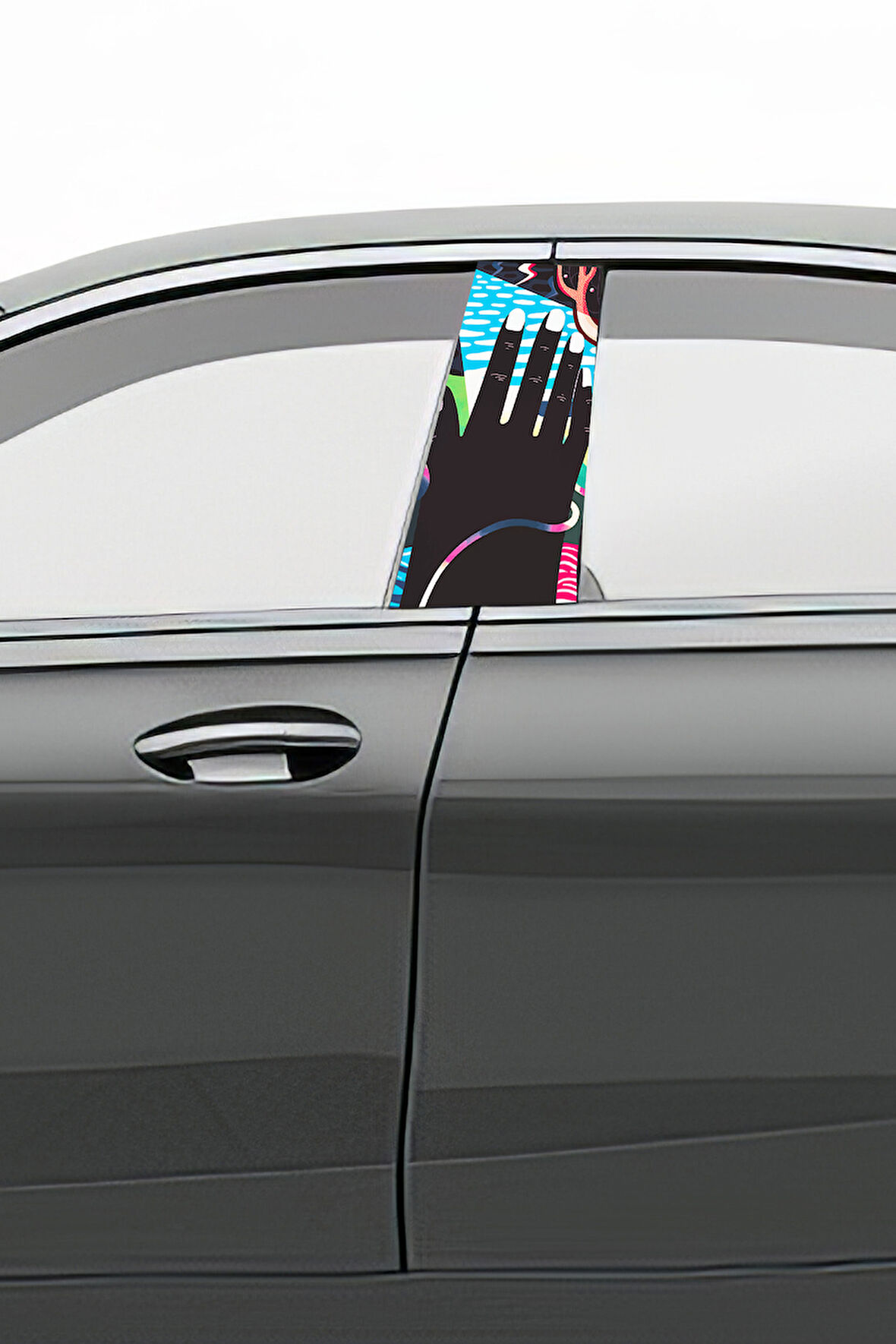 Araç Kapı Direk Kaplama Folyosu Desenli (Sağ Sol Takım) (2 Adet) - 22x50 Cm