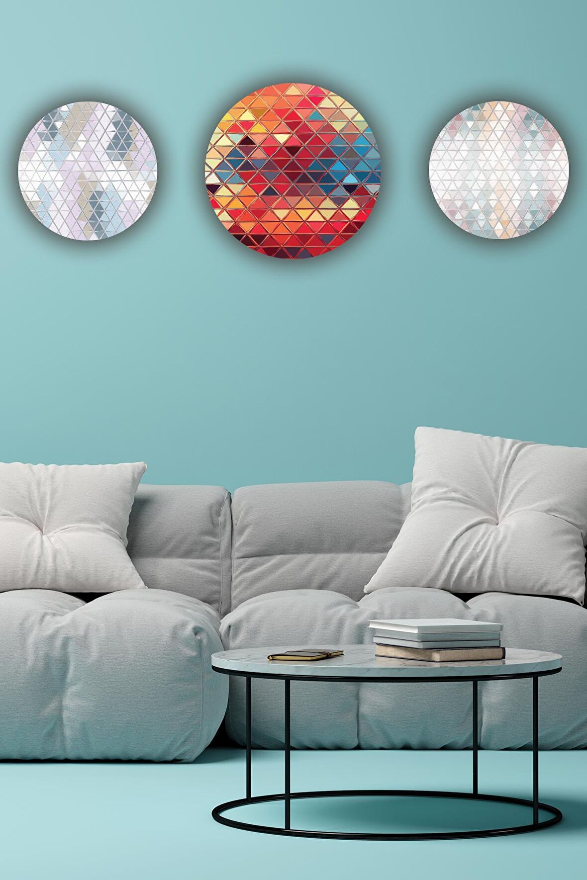 Ahşap Tablo Kristal Desenli 3'lü Mdf Tablo