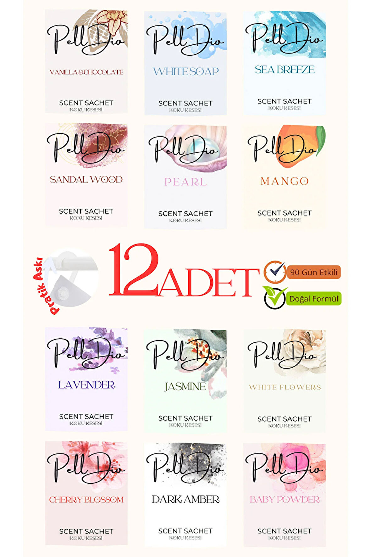 12'li Karışık Dolap Ayakkabılık Ve Çekmece Parfümlü Kese Kokusu Oda Koku Kesesi