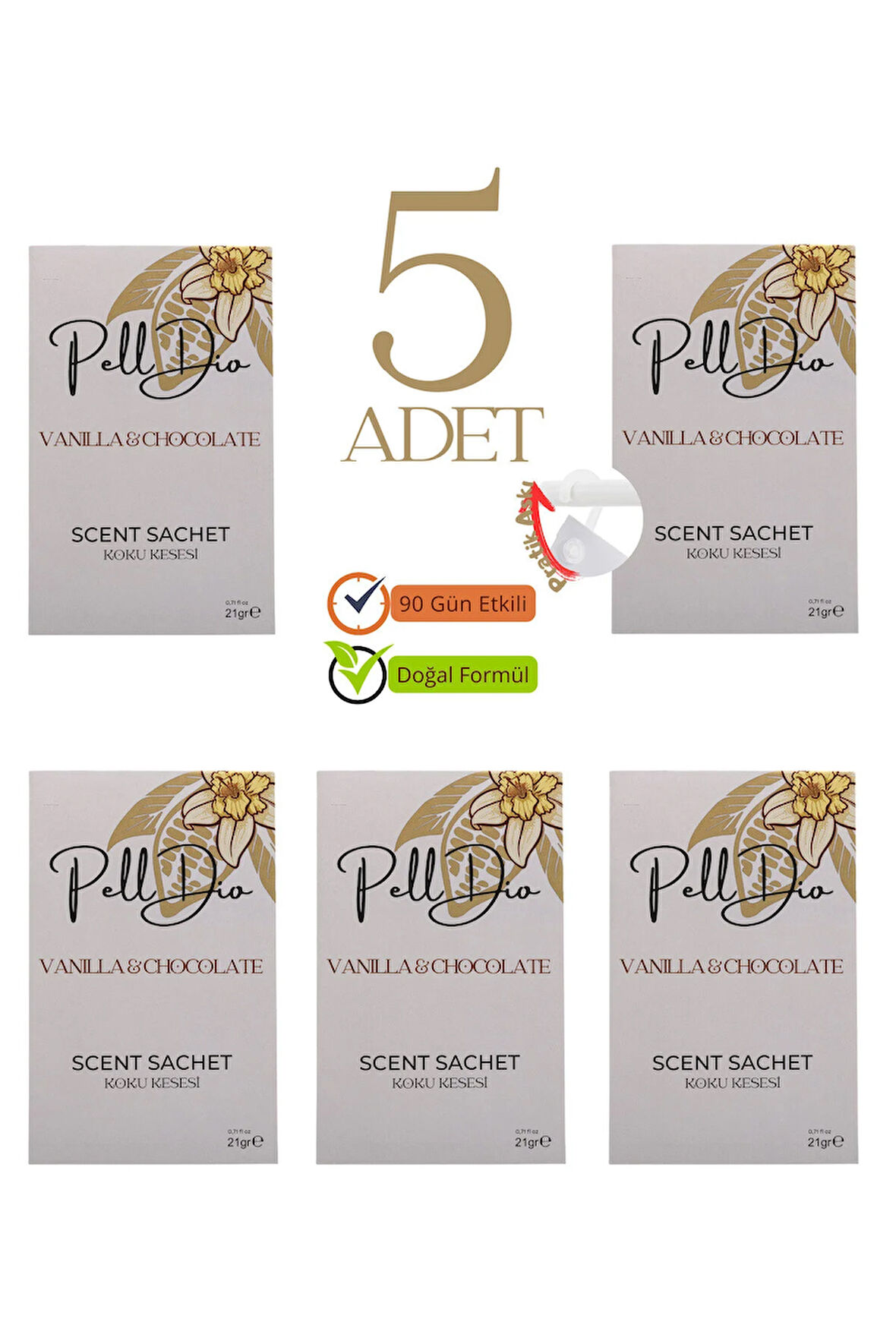 5'li Vanilya Ve Çikolata Dolap Ayakkabılık Ve Çekmece Parfümlü Kese Kokusu Oda Koku Kesesi