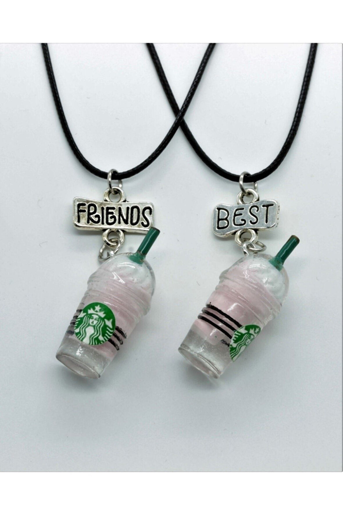 Best Friends Arkadaşlık Kolyesi Starbucks Pembe