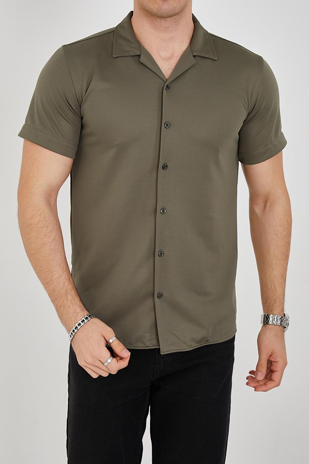 Erkek Slim Fit Polycotton Kısa Kol Gömlek