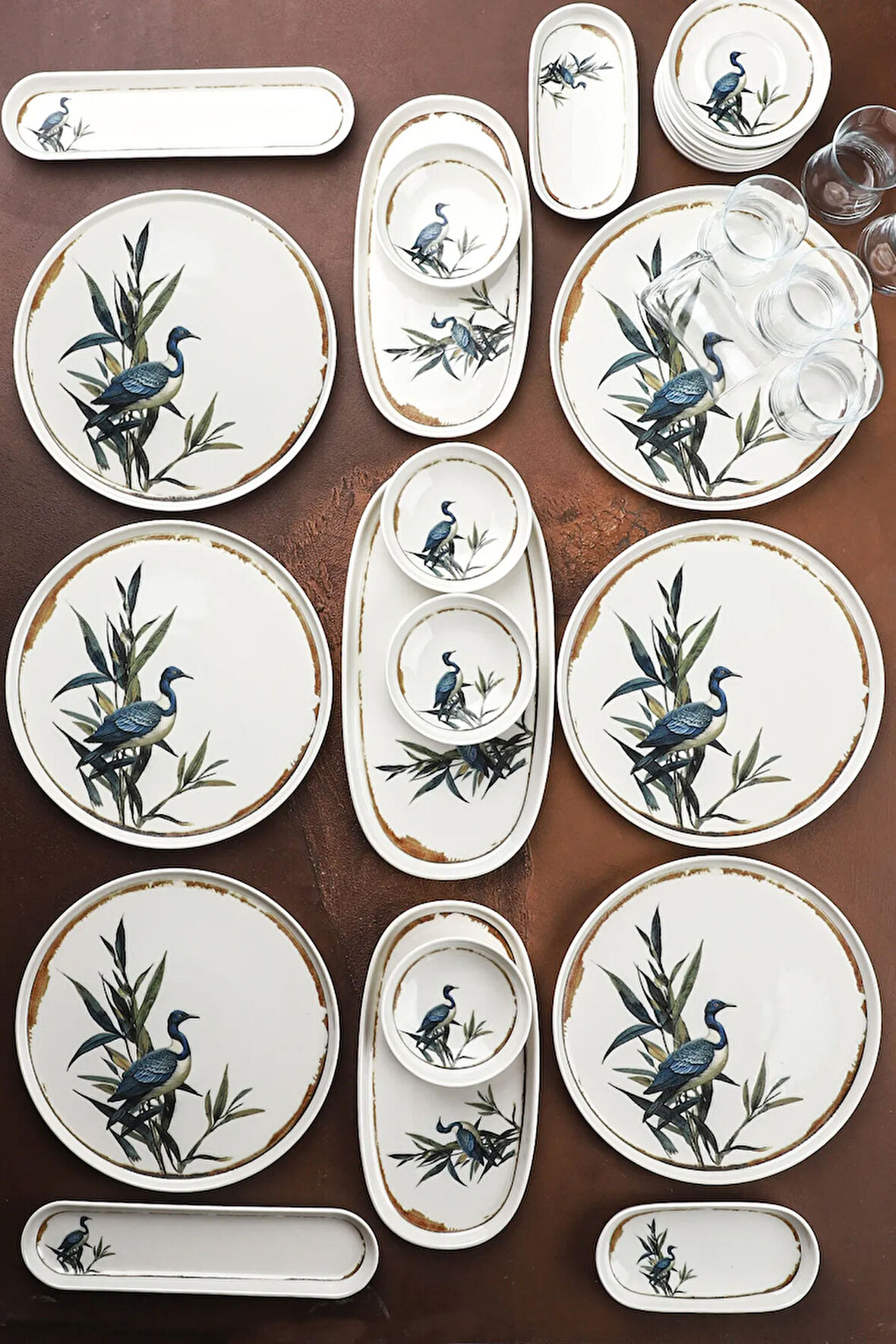 Crane 29 Parça Porselen Kahvaltı Takımı 6 Kişilik Kahvaltı Takımı & Seti