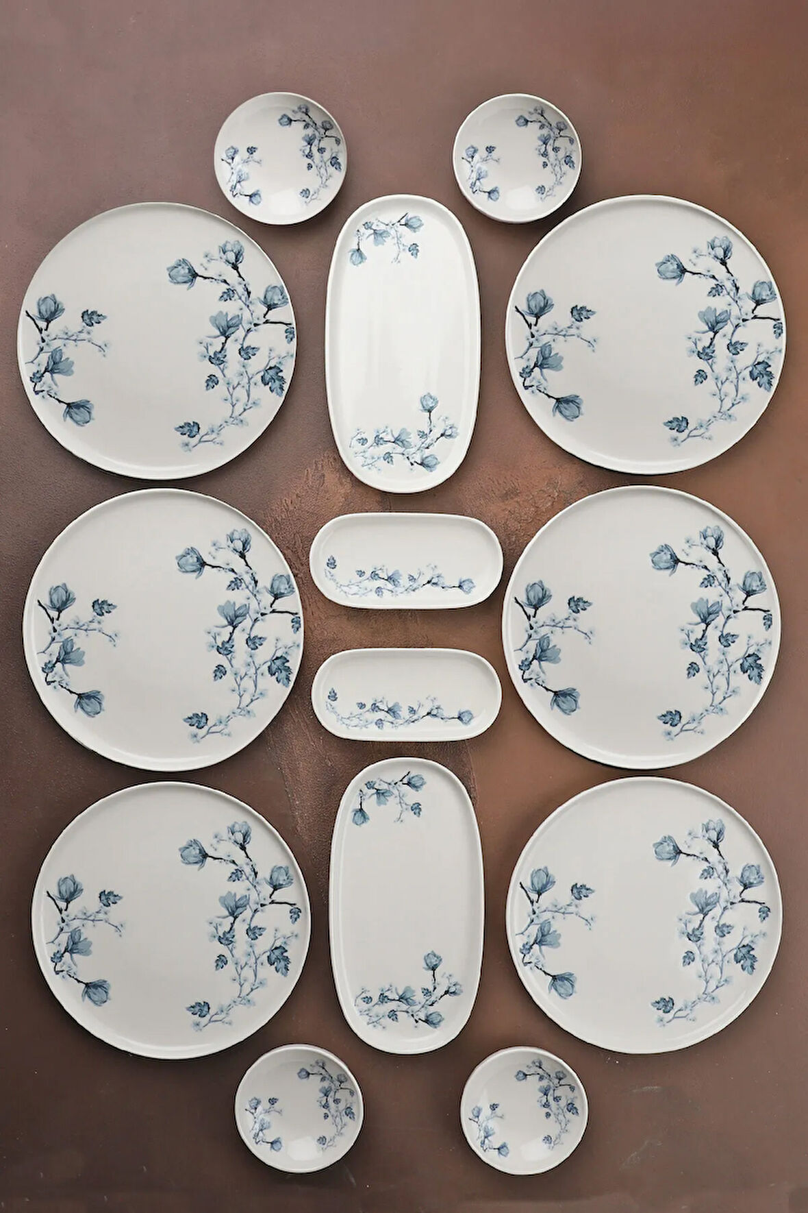 Luna 6 Kişilik 14 Parça Porselen Kahvaltı Takımı & Kahvaltı Seti Mavi Beyaz