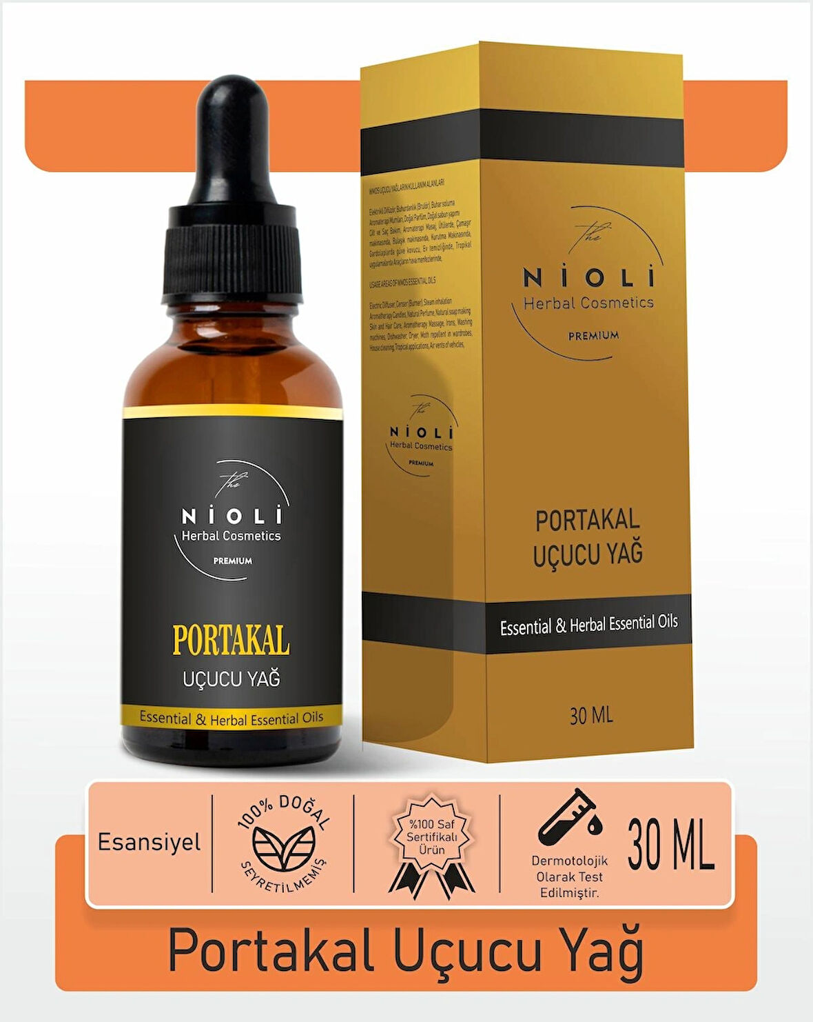 Nioli Portakal Esansiyel Uçucu Yağ Buhurdanlık Yağı Aromaterapi Yağı 30 ML