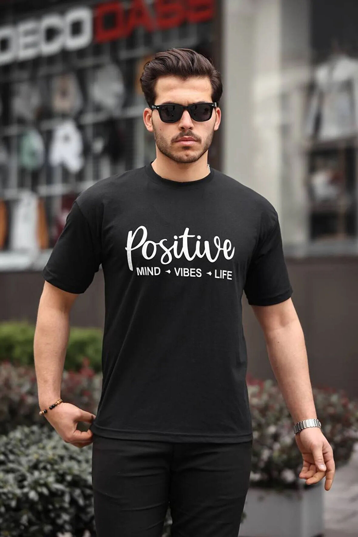 Positive Baskılı Oversize Tişört