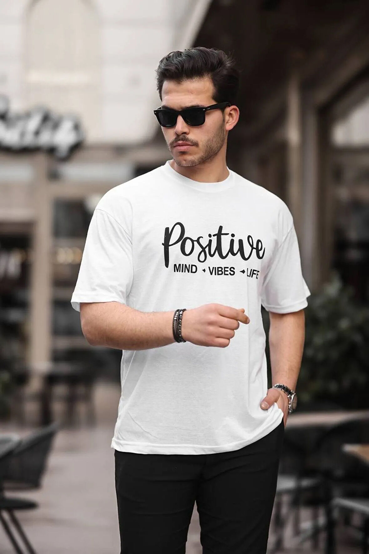 Positive Baskılı Oversize Tişört