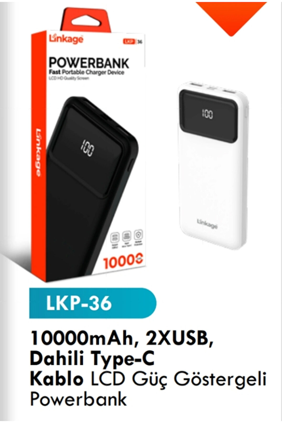Powerbank 2 X USB 1000 mAh LED göstergeli TYPE C 