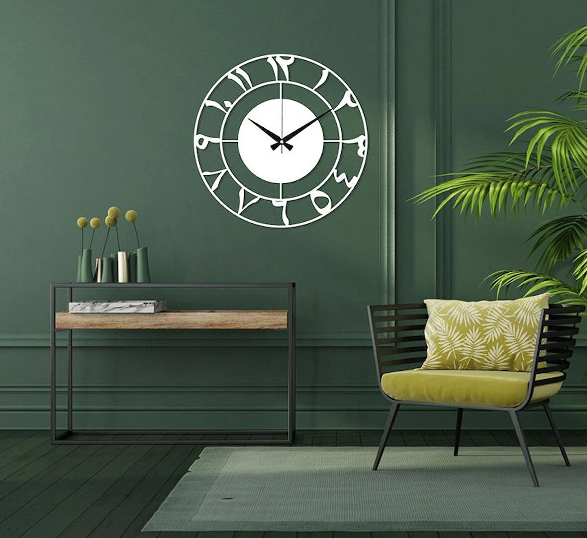 Beyaz Arapça Dekoratif dekor Saat 