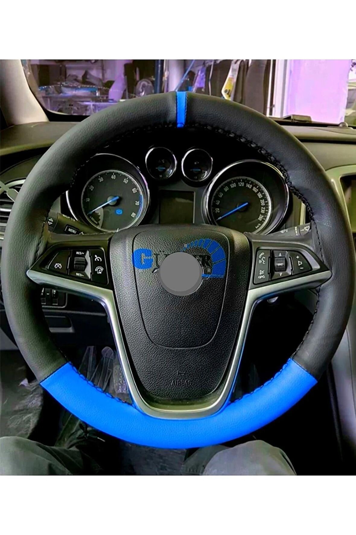 Nissan Primera Uyumlu Deri Dikmeli Direksiyon Kılıfı Iki Renkli Yüzüklü Mavi A Plus