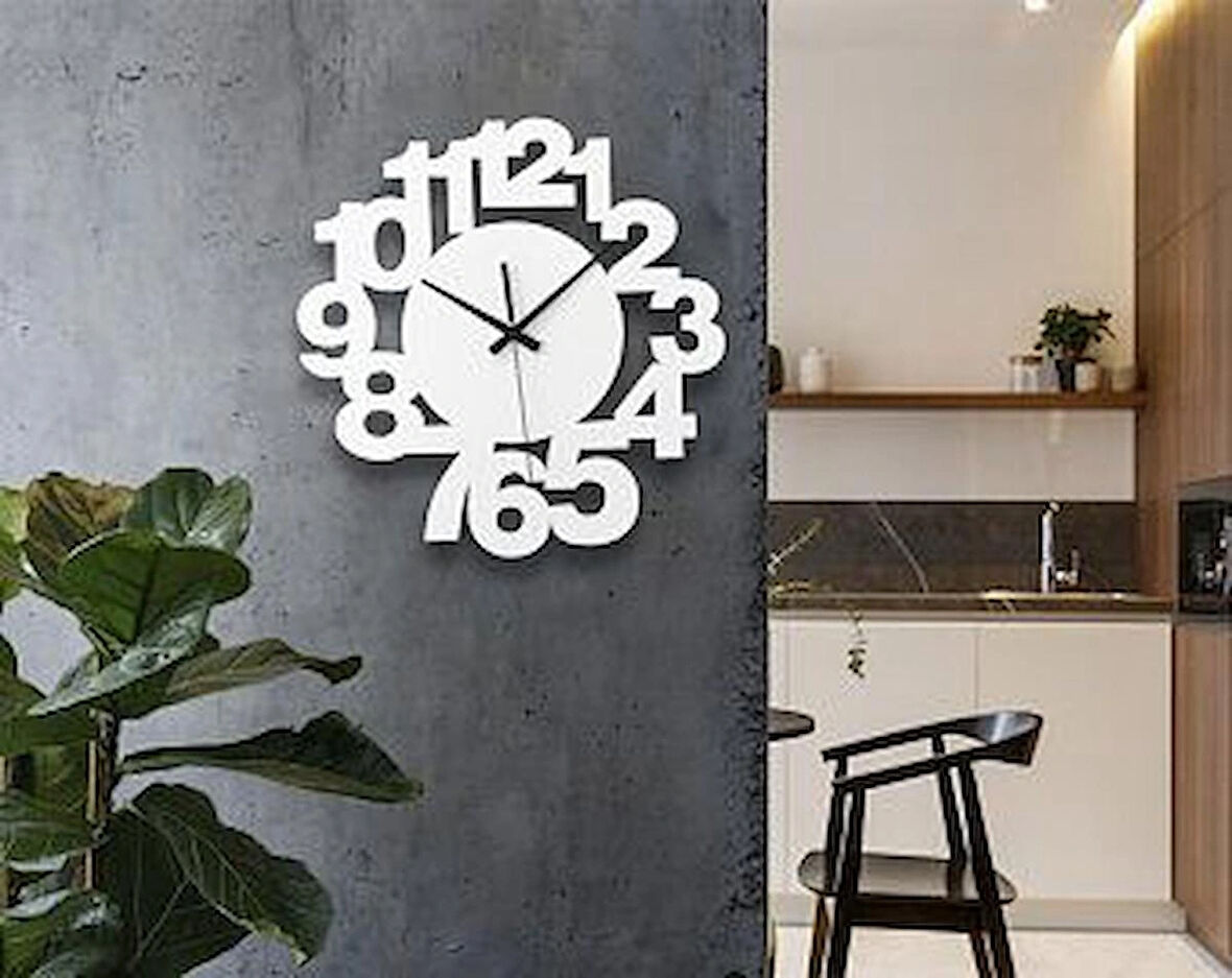 Beyaz Modern Ahşap dekor Saat 