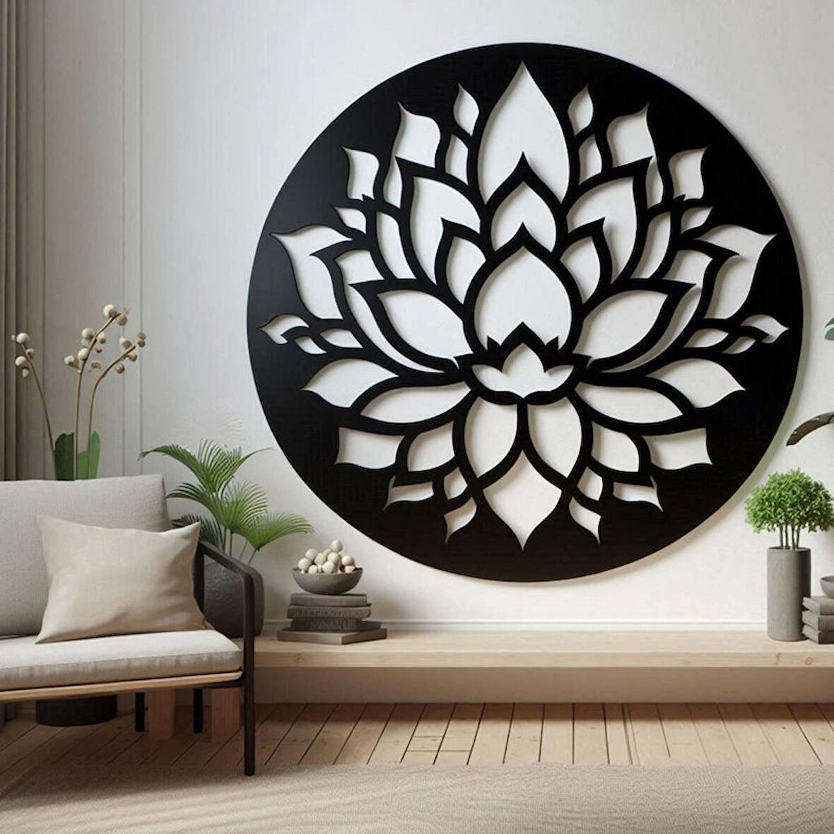 Yuvarlak Lotus Çiçeği Dekoratif dekor tablo 