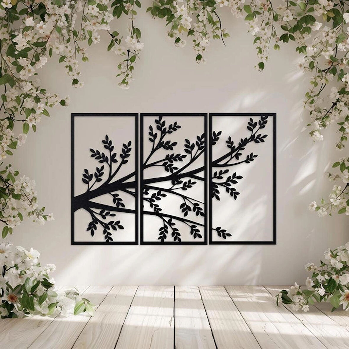 3lu Ağaç dekoratif dekor tablo 