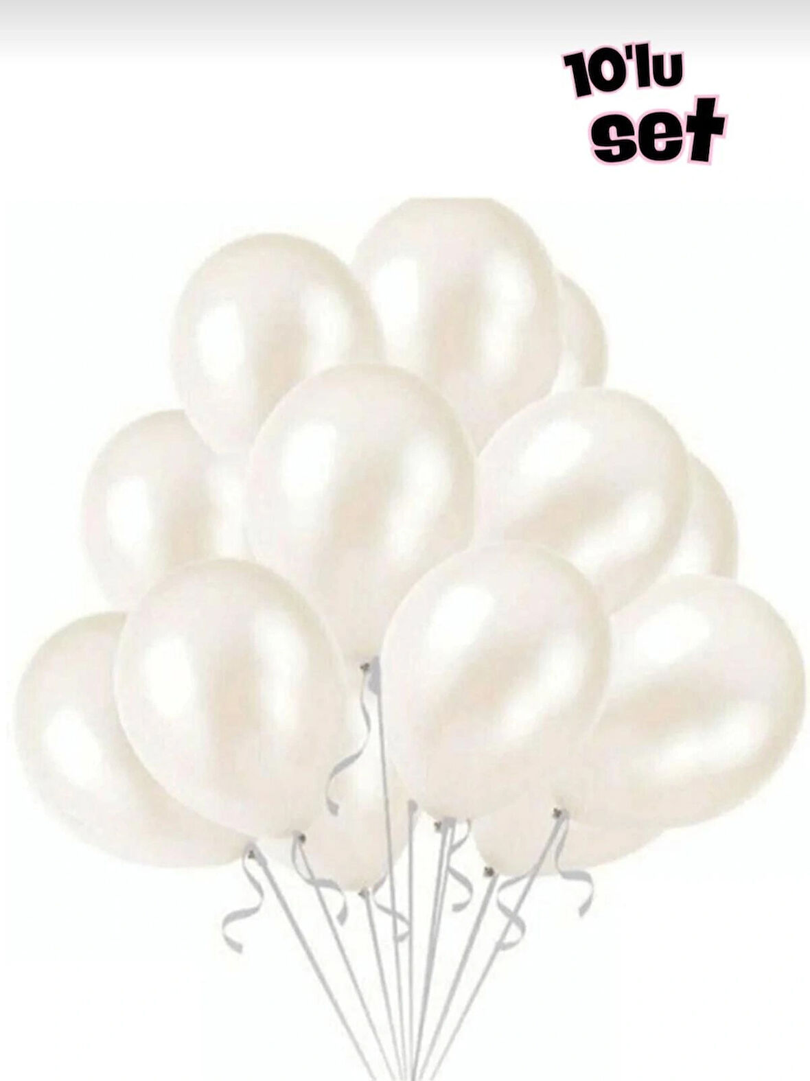 Metalik Beyaz 12 İnç Pastel Balon – 10’lu Parti ve Organizasyon Süsleme Seti