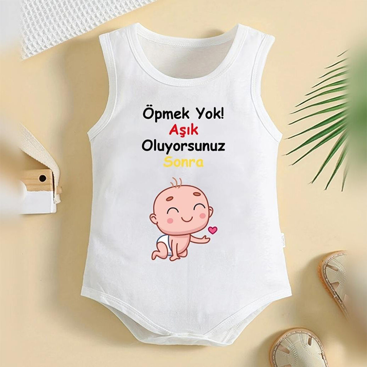 %100 Pamuklu Organik Baskılı Premium Çıtçıtlı Bebek Body Atlet Zıbın 00402