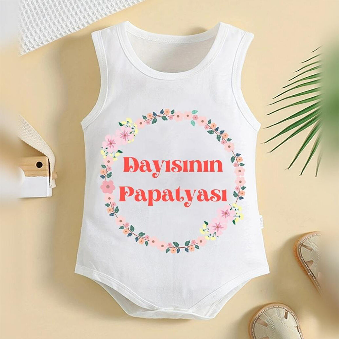 %100 Pamuklu Organik Baskılı Premium Çıtçıtlı Bebek Body Atlet Zıbın 00405
