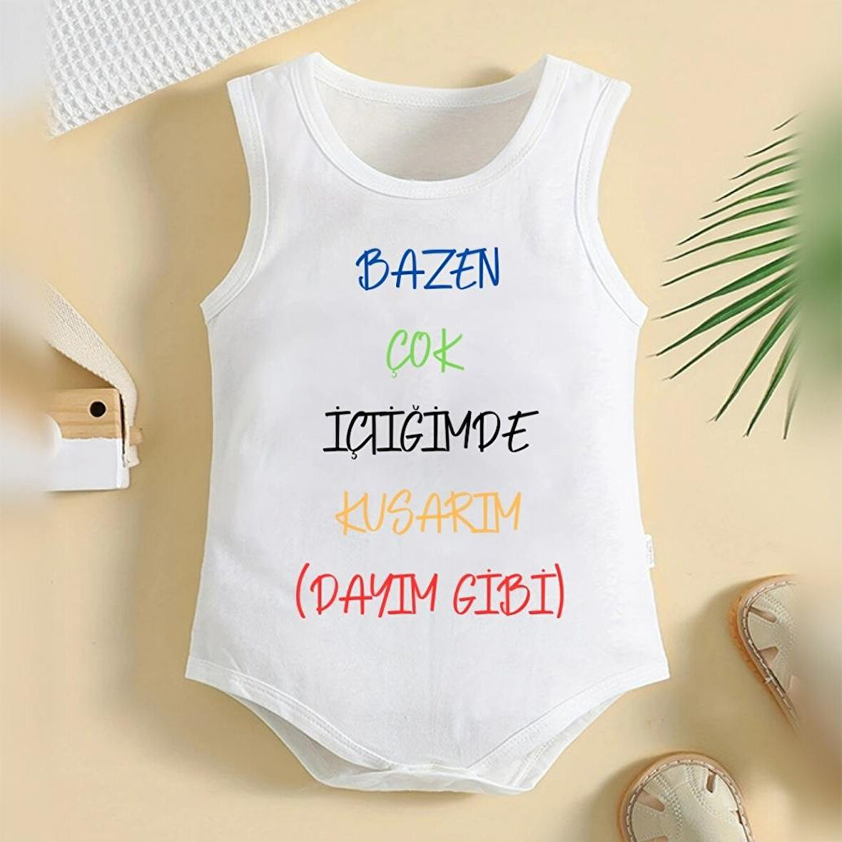 %100 Pamuklu Organik Baskılı Premium Çıtçıtlı Bebek Body Atlet Zıbın 00443