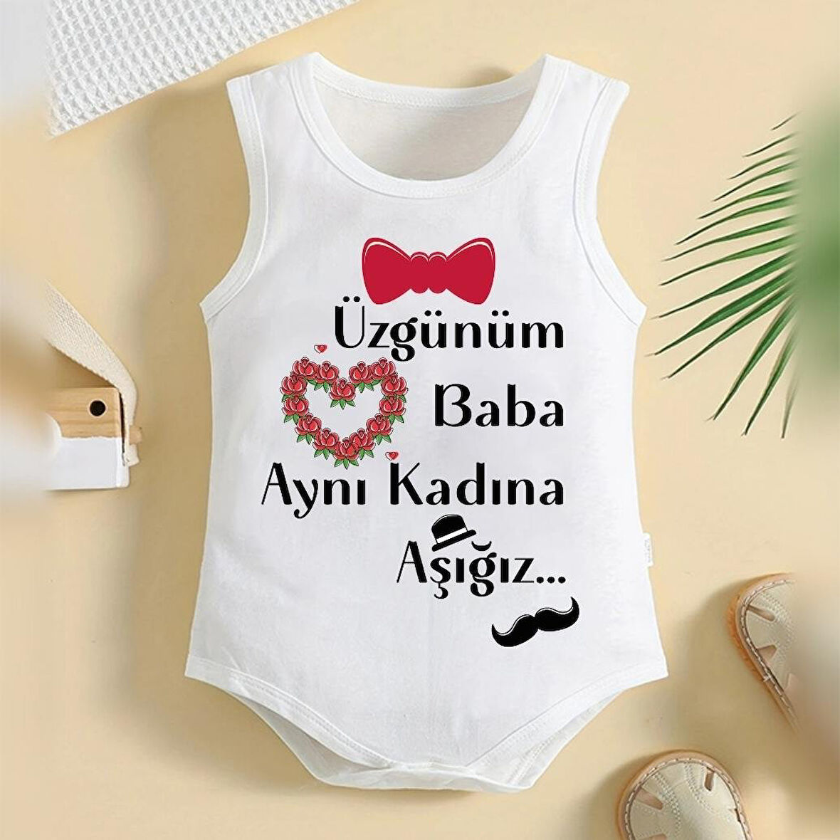 %100 Pamuklu Organik Baskılı Premium Çıtçıtlı Bebek Body Atlet Zıbın 00446