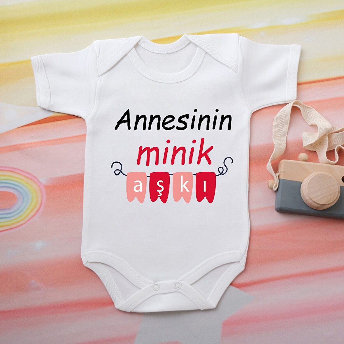 %100 Pamuklu Organik Baskılı Premium Çıtçıtlı Bebek Body Atlet Zıbın 00514