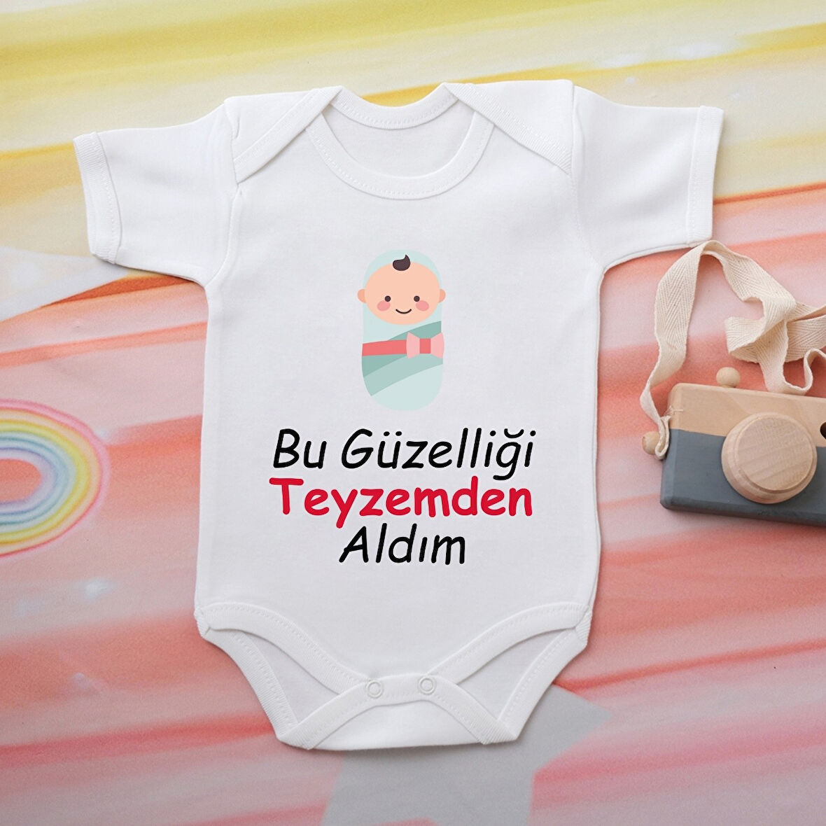 %100 Pamuklu Organik Baskılı Premium Çıtçıtlı Bebek Body Atlet Zıbın 00519