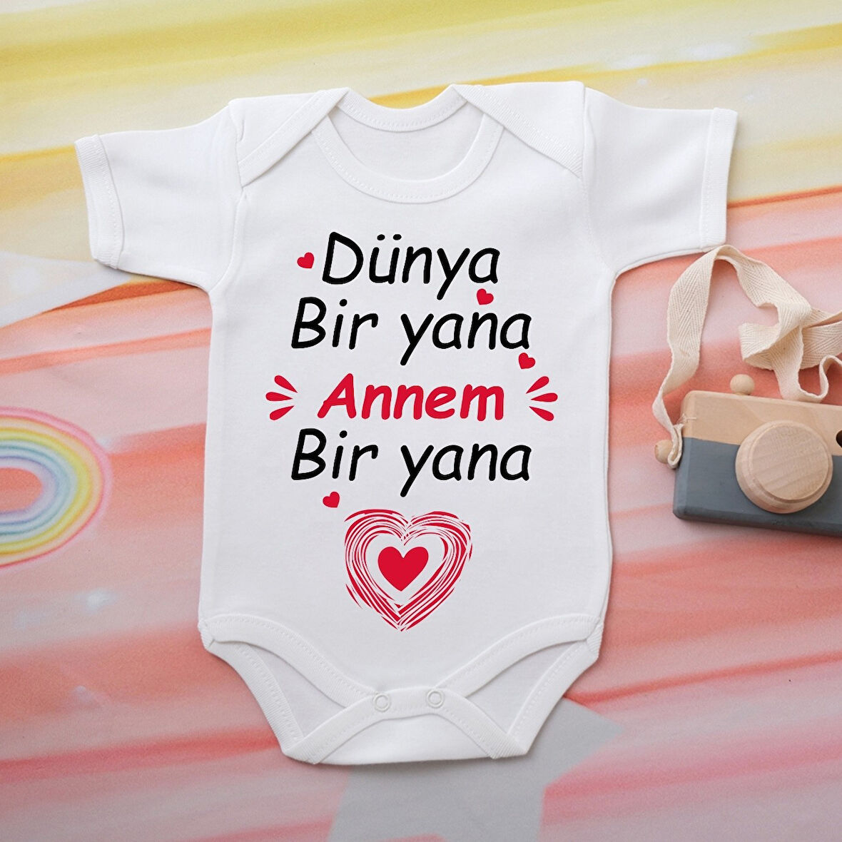 %100 Pamuklu Organik Baskılı Premium Çıtçıtlı Bebek Body Atlet Zıbın 00574