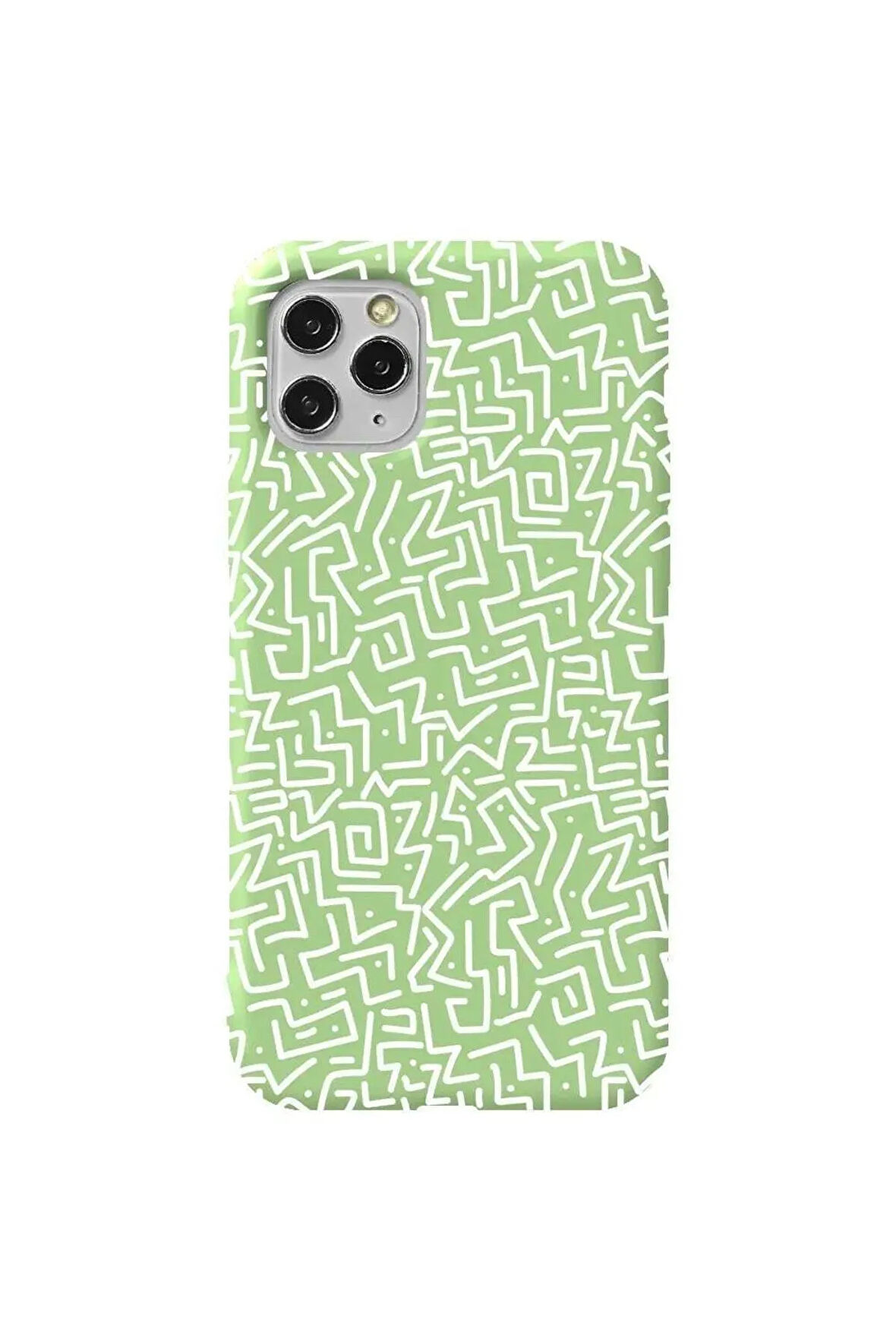 Iphone 11 Pro Max Açik Yesil Renkli Silikon Telefon Kilifi - Sweet Doodle White