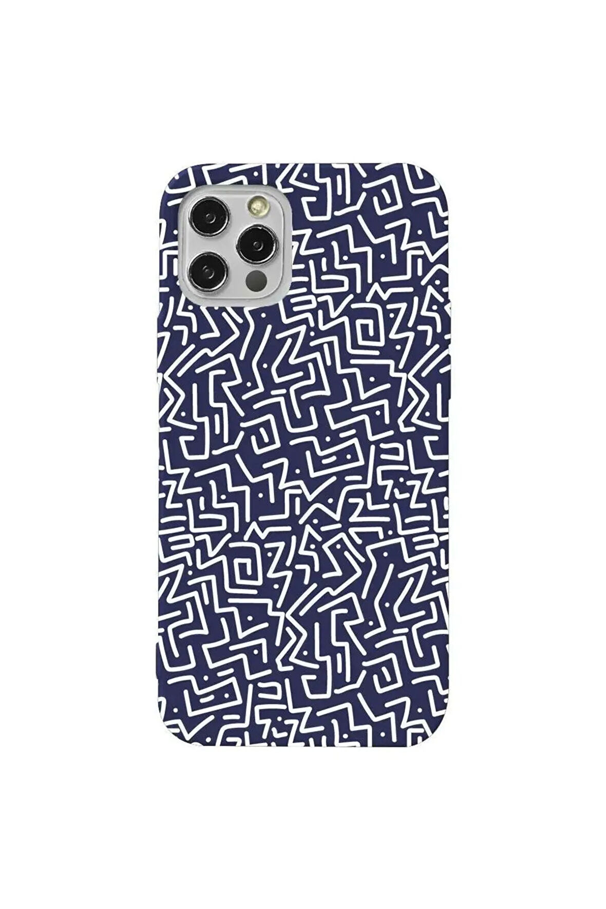 Iphone 13 Pro Max Lacivert Renkli Silikon Telefon Kilifi - Sweet Doodle White