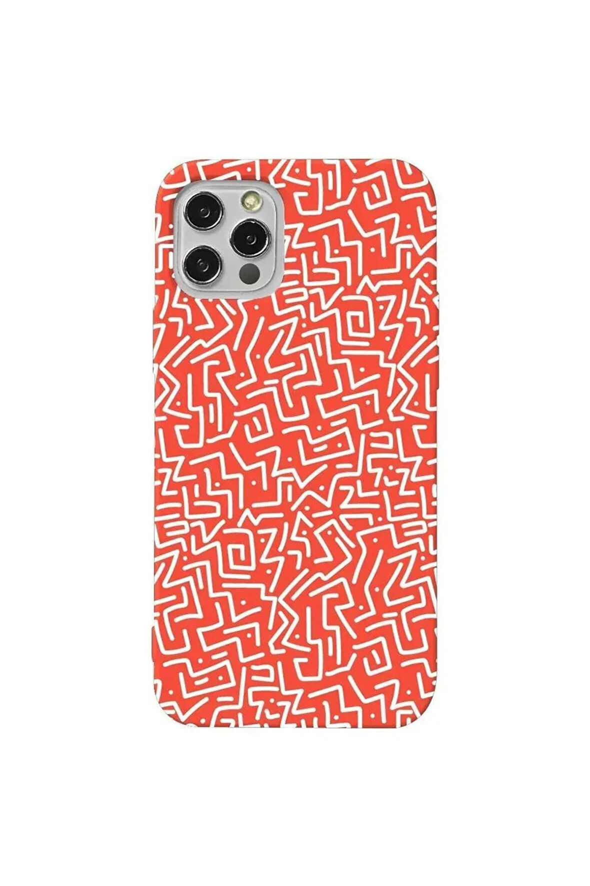 Iphone 13 Pro Max Turuncu Renkli Silikon Telefon Kilifi - Sweet Doodle White