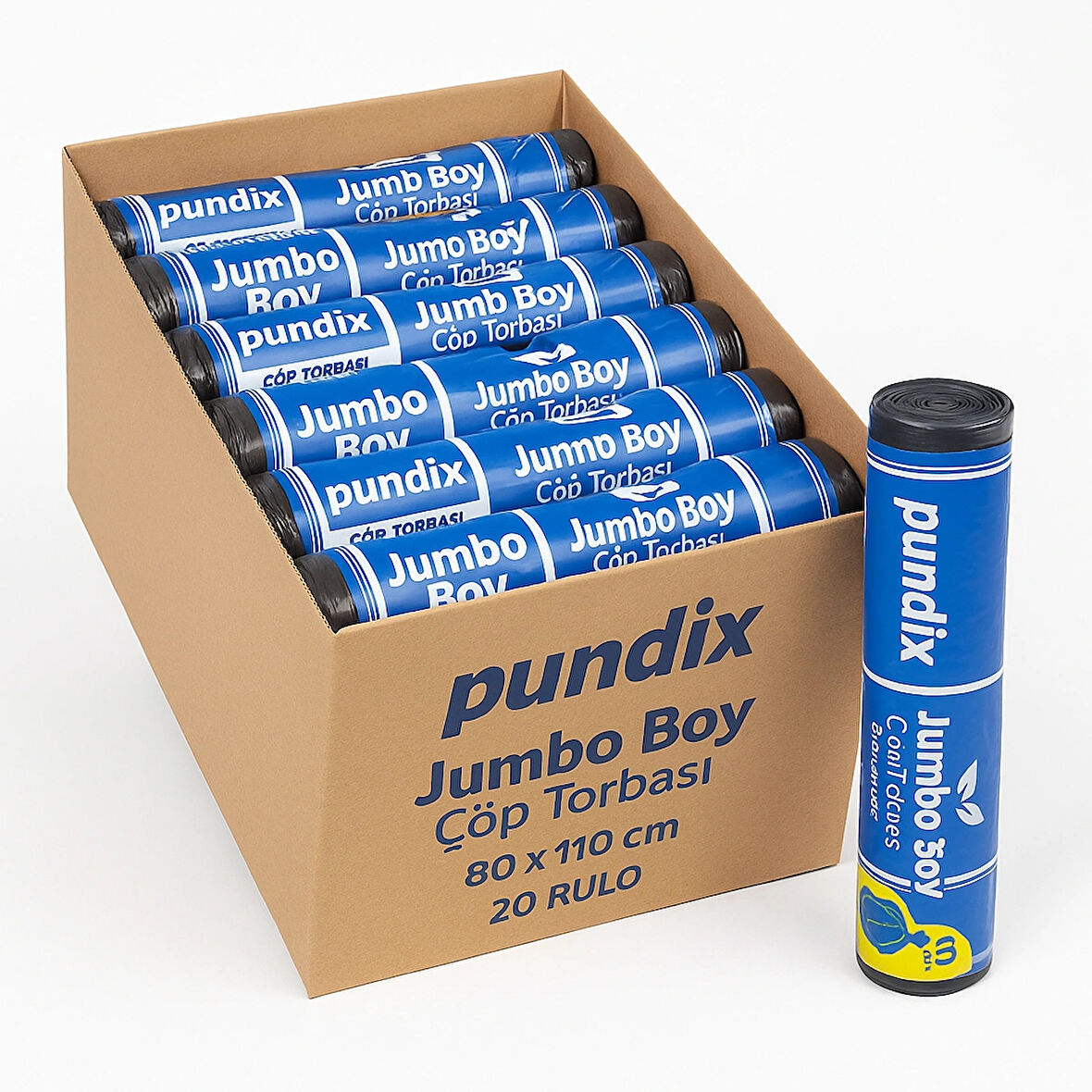 Pundix J350 Endüstriyel Çöp Poşeti 80X110 cm Siyah Seri – Opp Ambalajlı (1 Koli = 20 Rulo / 200 Adet) Dayanıklı, Sızdırmaz ve Geniş Hacimli Çöp Torbası