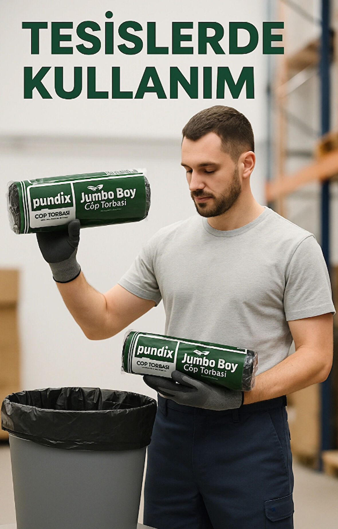 Pundix Pundıx J500 Endüstriyel Çöp Poşeti 80×110 cm – Jumbo Boy Kalın Seri (1 Koli = 20 Rulo / 200 Adet) Dayanıklı, Sızdırmaz ve Geniş Hacimli Çöp Torbası