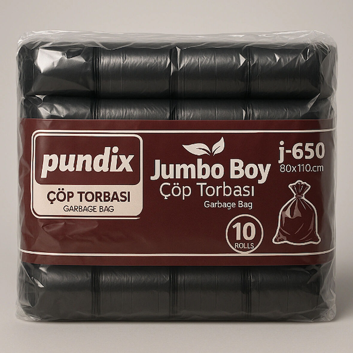 Pundix Pundıx J650 Endüstriyel Jumbo Boy Çöp Poşeti – 80X110 cm – 1 Koli (10 Rulo / 100 Adet) Dayanıklı, Sızdırmaz ve Geniş Hacimli Çöp Torbası