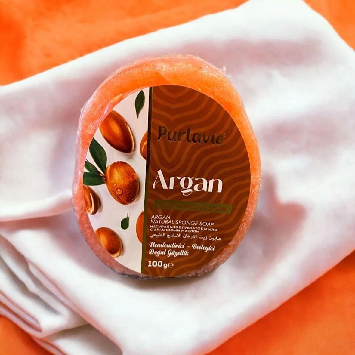 Purlavie Argan Aromalı Doğal Yumuşak Süngerli Sabun 100gr 