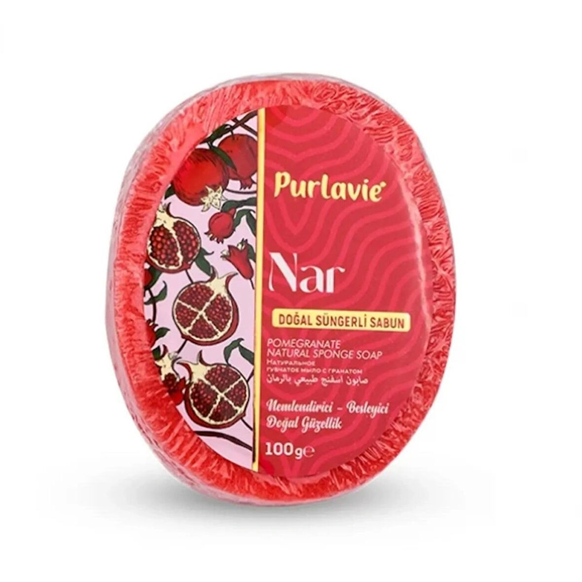 Purlavie Nar Aromalı Doğal Yumuşak Süngerli Sabun 100gr 