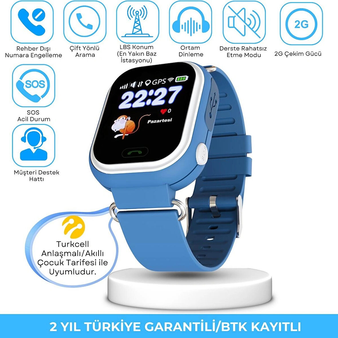 Uz 2g Akıllı Çocuk Saati Sim Kartlı ve Sesli Görüşme