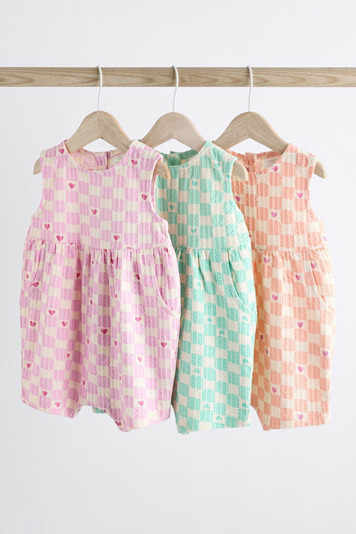 Next Baby % 100 Pamuklu Pembe Pastel 3’lü Romper Set