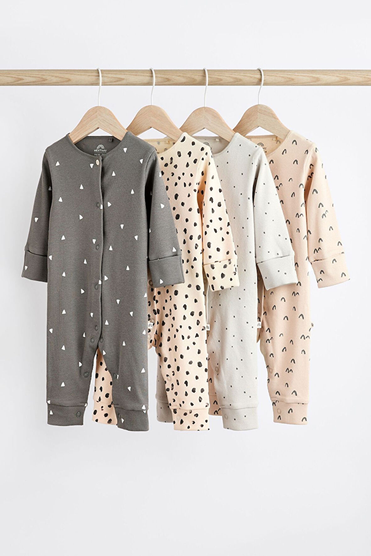 Next Baby % 100 Pamuklu Kahverengi Gri 4’lü Tulum Set