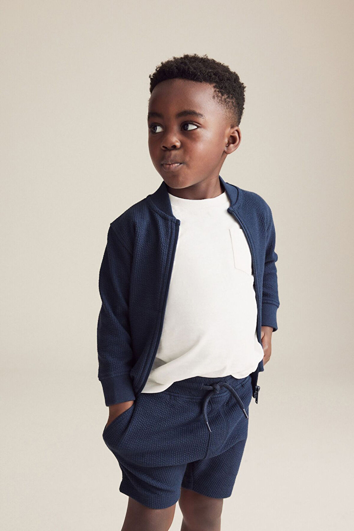 Next Baby Pamuklu Lacivert Uzun Kollu Ceket Şort Alt Üst Takım