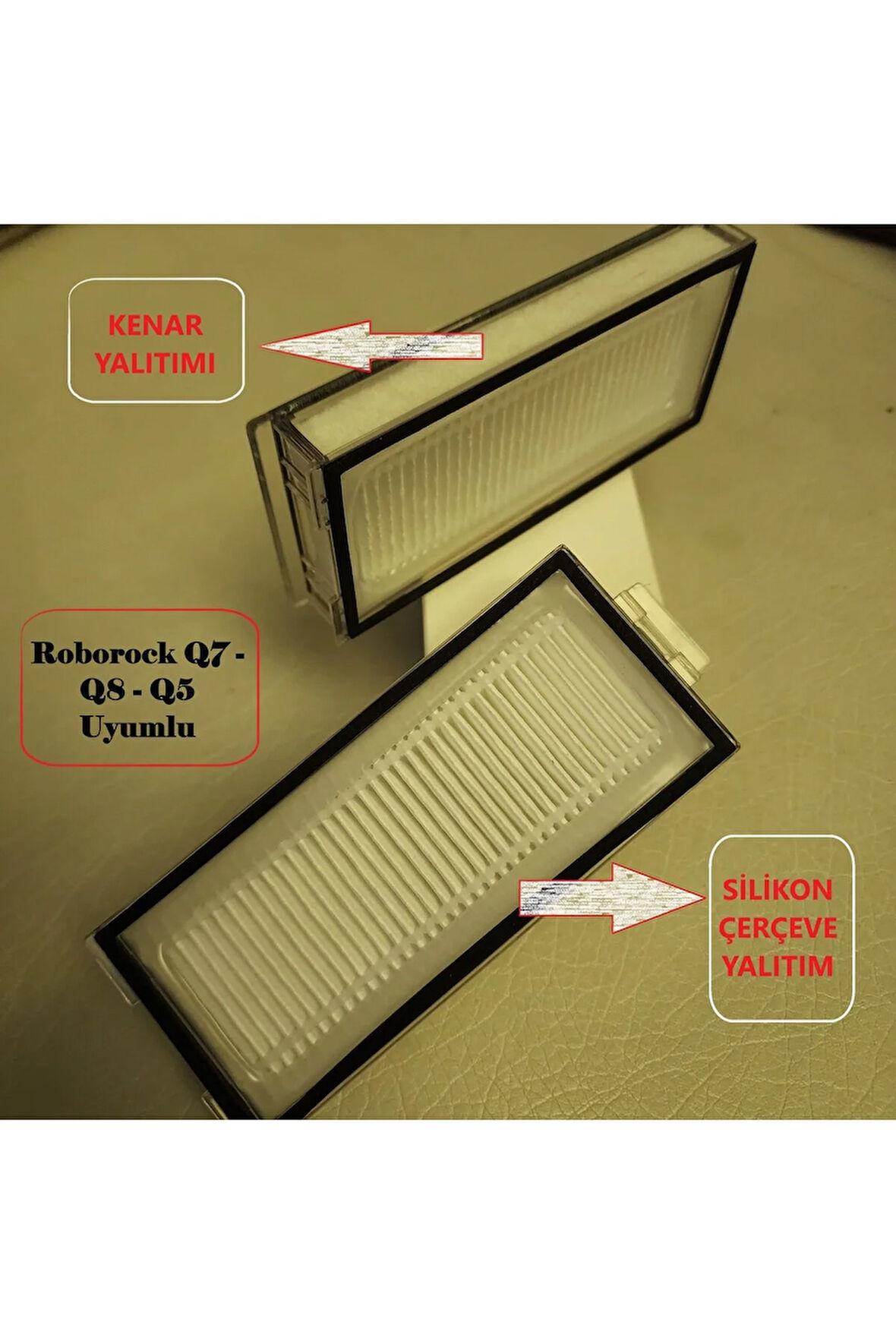 Roborock Q5 - Q7 - Q8 robot vacuum Hepa Filtre - silikonlu yalıtımlı