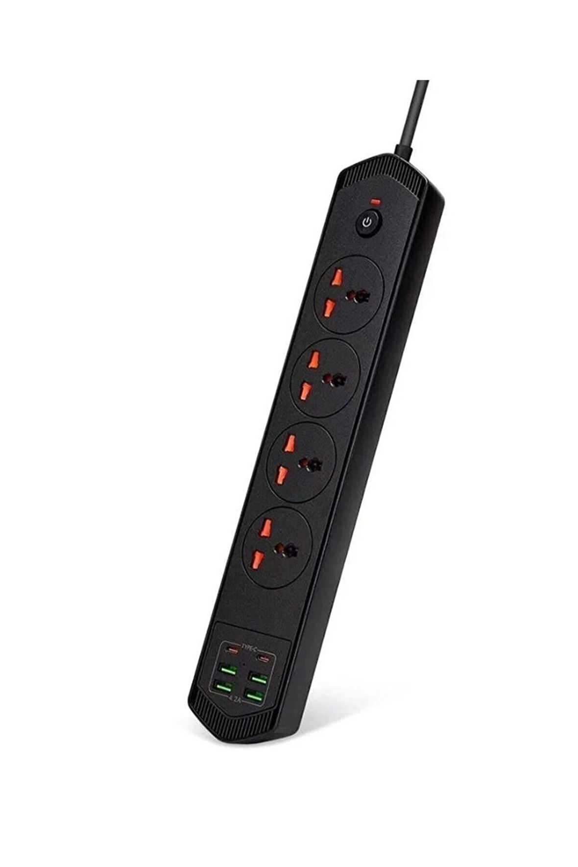 QASUL 10 Girişli 4+4 USB + 2 Type-C Çoklu Priz 2 M Kablolu Akım Korumalı Anahtarlı Uzatma Grup Priz 3000w