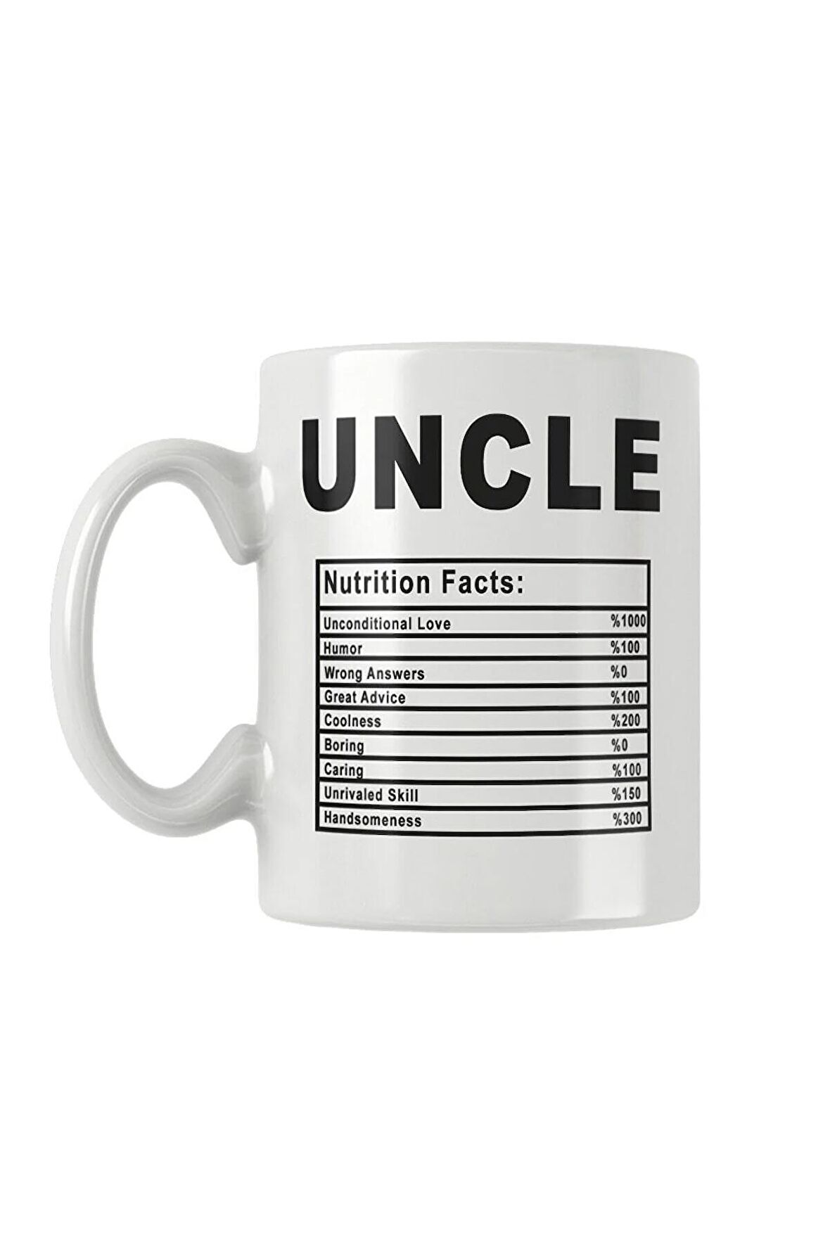 Uncle Nutrition Facts Dayı Amca Hediye Baskılı Kupa Bardak