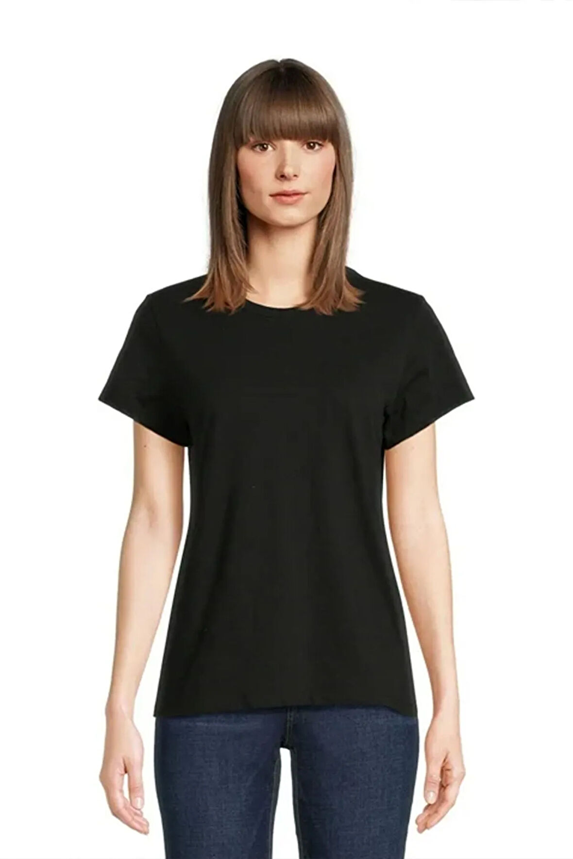 Black Softness: Regular Pamuklu Kadın Basic T-Shirt